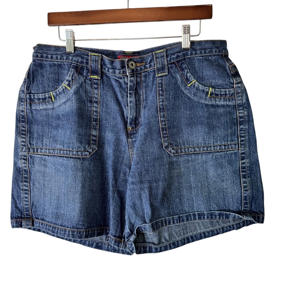 Faded Glory Vintage Denim Shorts High Waist Pockets Casual Blue Jean Shorts 14